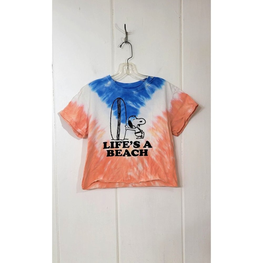 Peanuts Snoopy Life's A Beach Tie Dye Cropped T Shirt - Picture 5 of 5